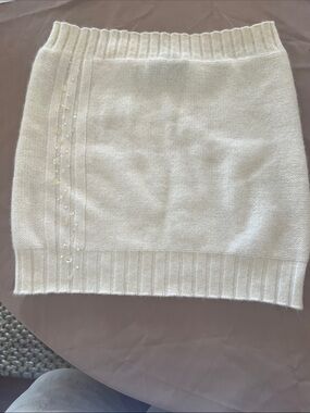 Cream Knit Crop Top with Subtle Sequin Detail